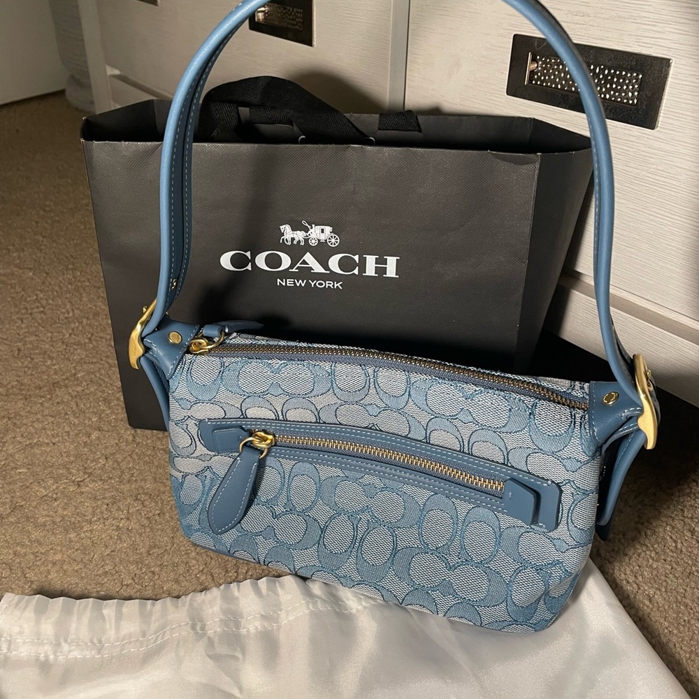 Coach 🩵 Demi Re-Edition 2003 Blue Jacquard Shoulder Bag - Picture 6 of 13